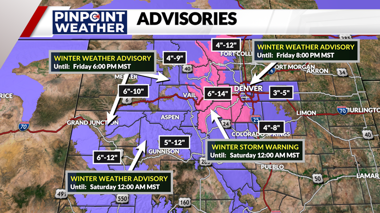 Denver weather: Pinpoint Weather Alert Day Friday with snow all day