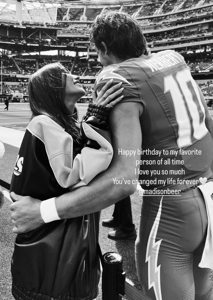 Justin Herbert tells Madison Beer she’s changed my life forever in