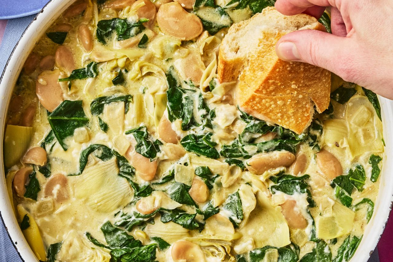 A recipe image of Creamy Spinach & Artichoke Dip Butter Bean Skillet.