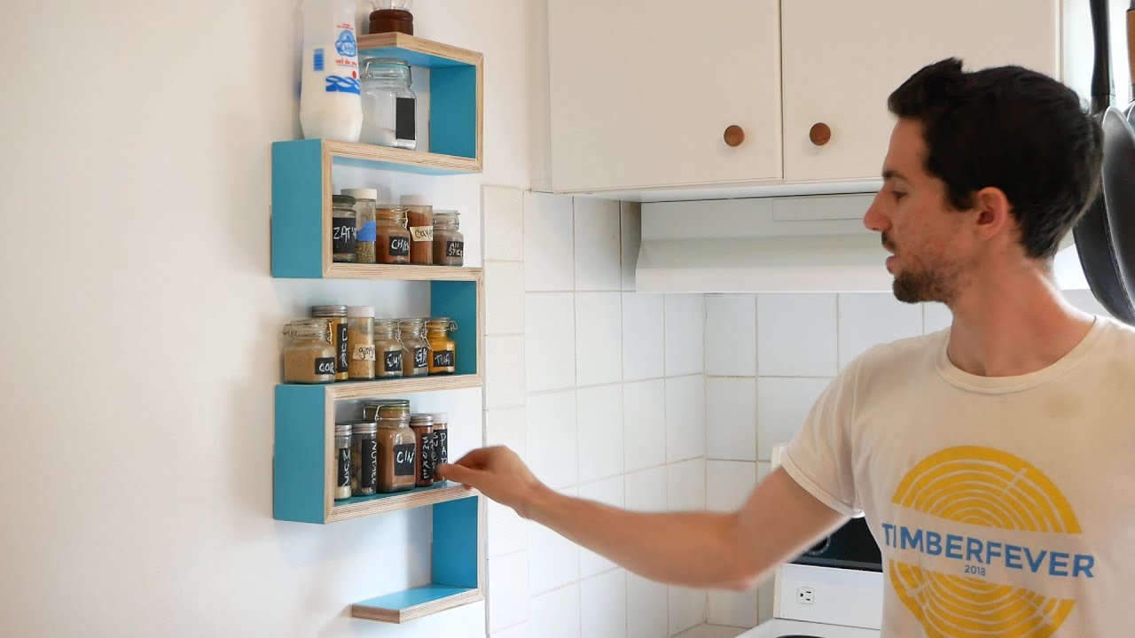 Modern plywood spice rack // DIY woodworking project