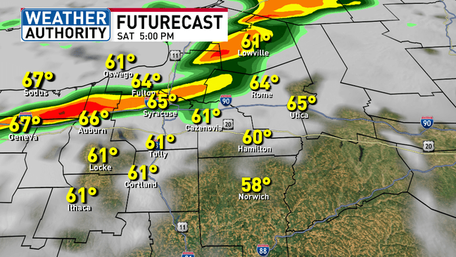Warmer and windy Saturday with a few strong or severe storms possible late