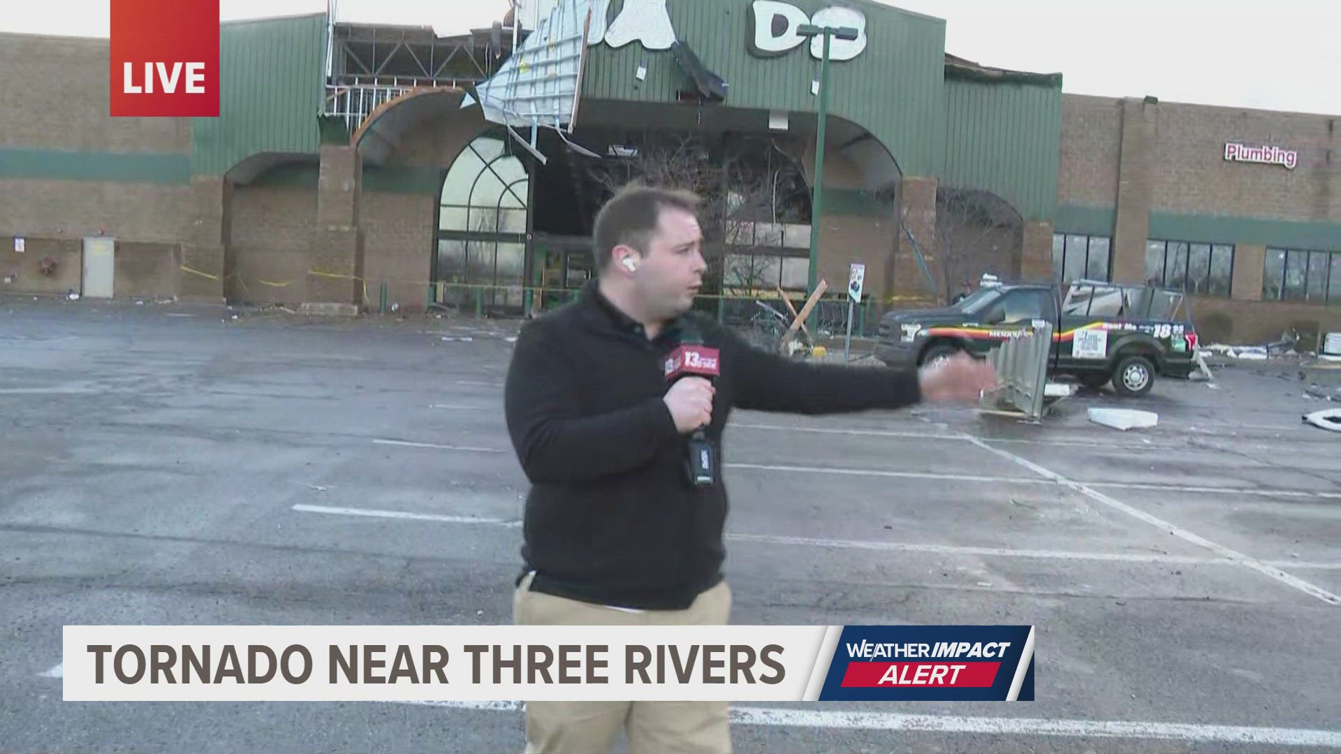 Live report moments after observed tornado struck Three Rivers