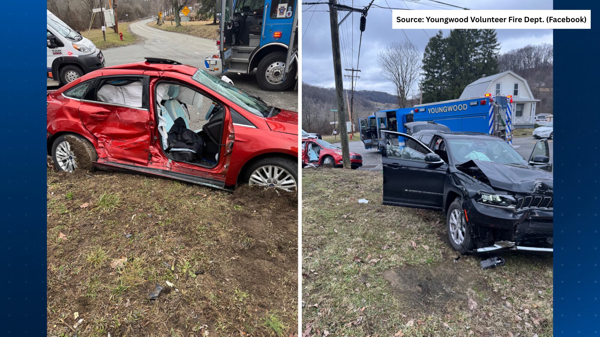 3 people taken to hospital after 2-vehicle crash in Westmoreland County
