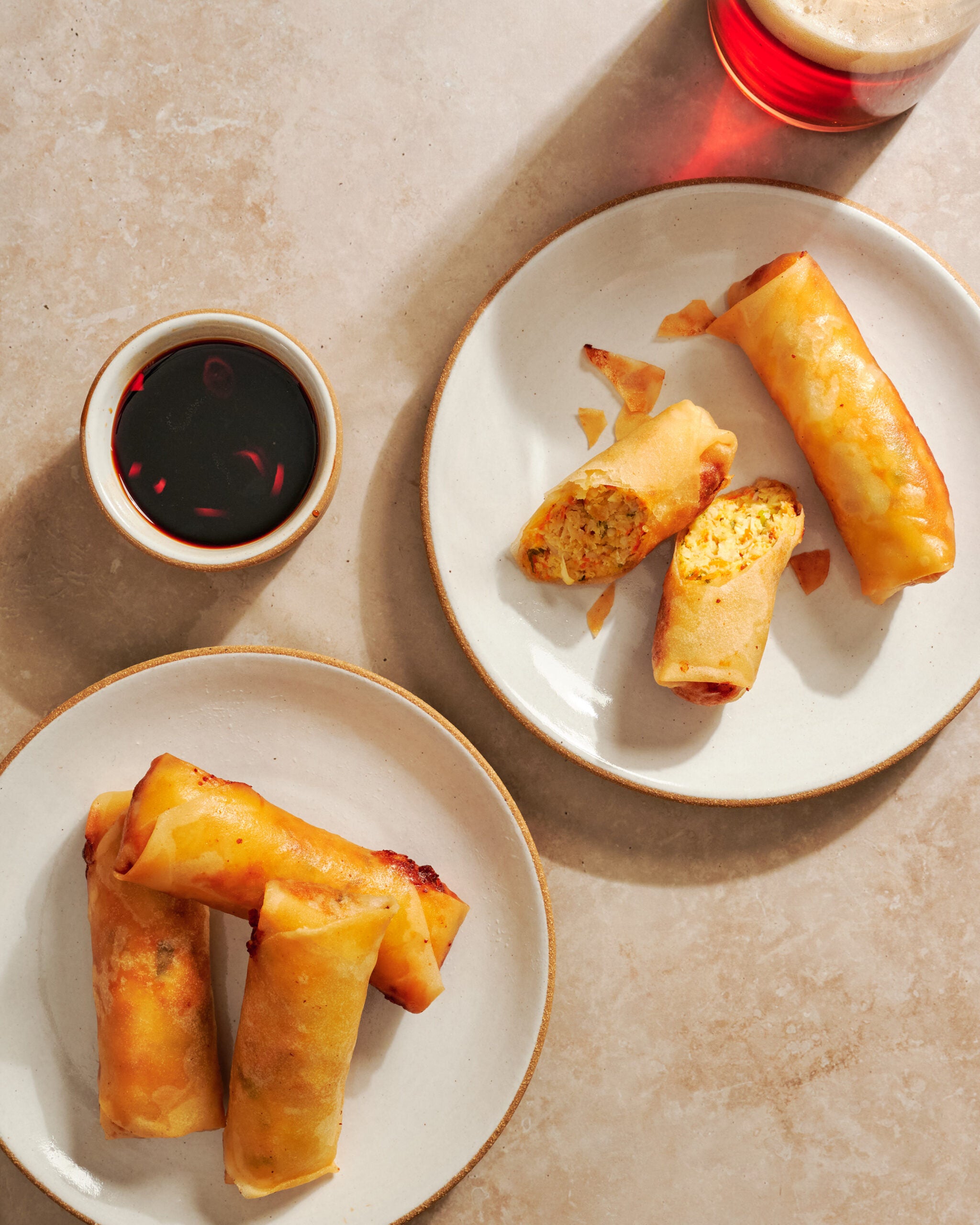 Stone crab lumpia with chile-soy vinegar
