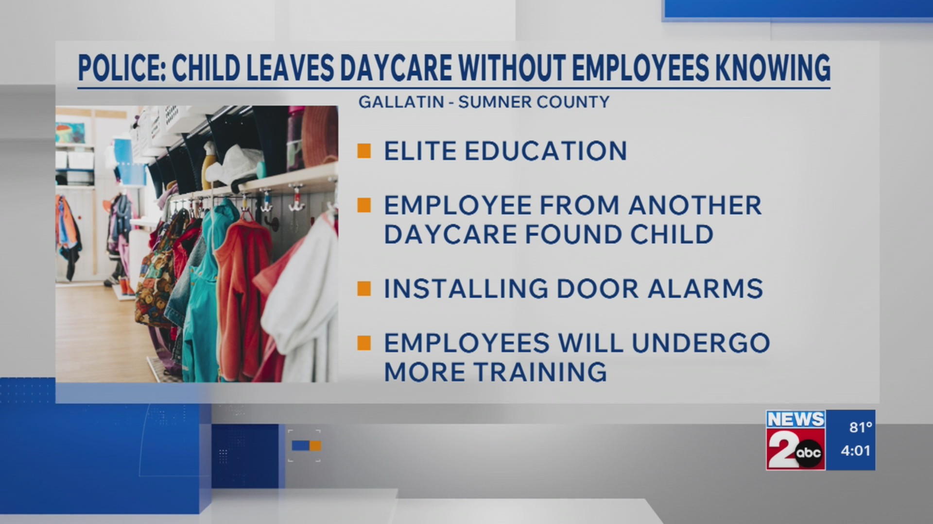 Child leaves daycare without employees knowing, Gallatin police say
