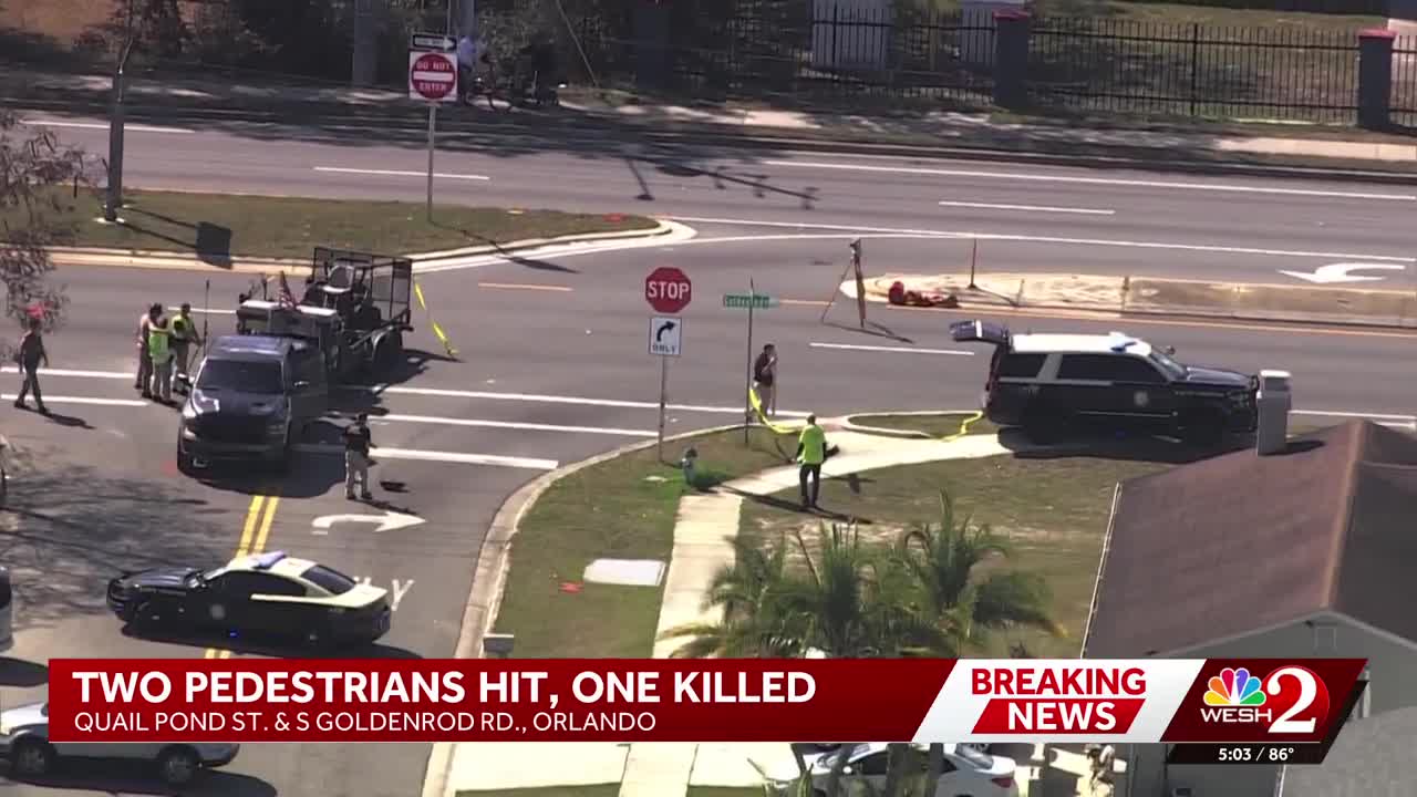 1 dead after 2 pedestrians in their 80s were hit by a truck in Orlando