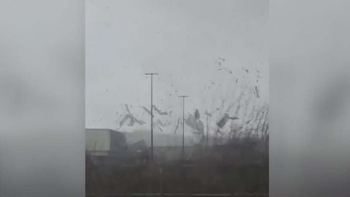 Tornado rips roof off Menards in Three River