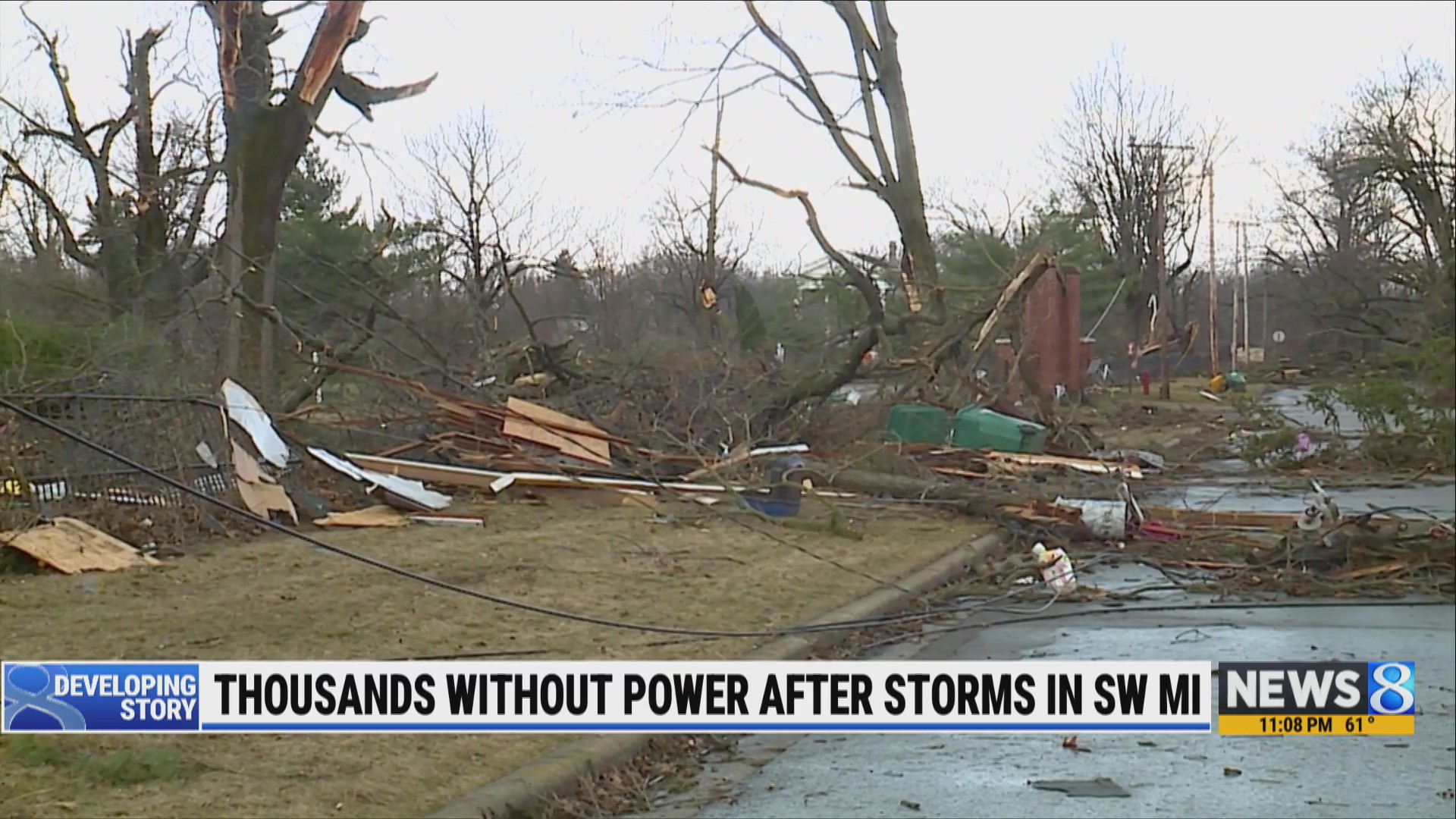 Thousands without power after storms in southwest Michigan