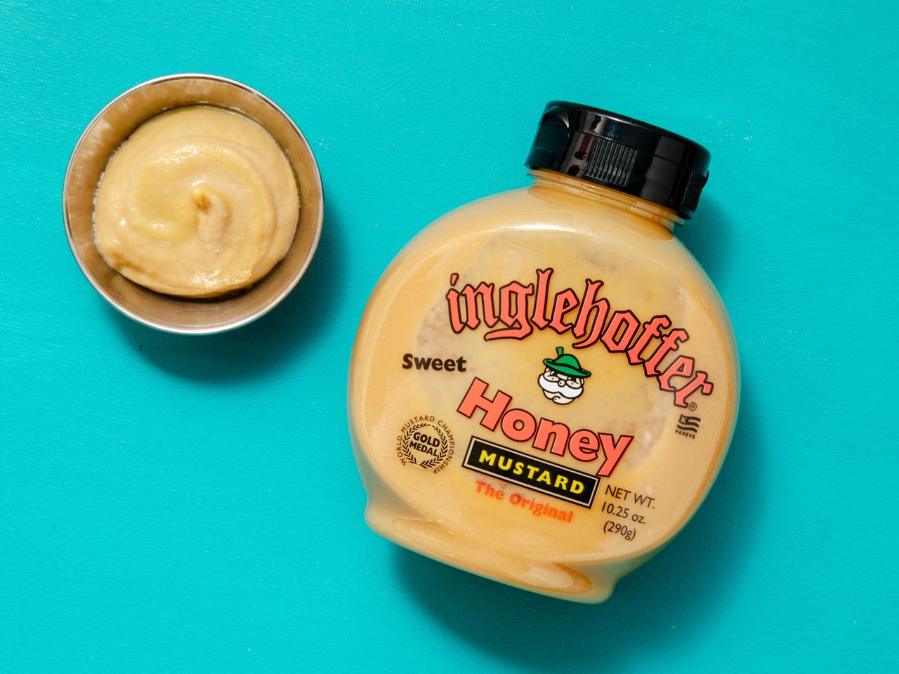 inglehoffer honey mustard on a teal background