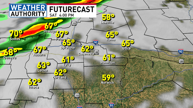 Warmer and windy Saturday with a few strong or severe storms possible late