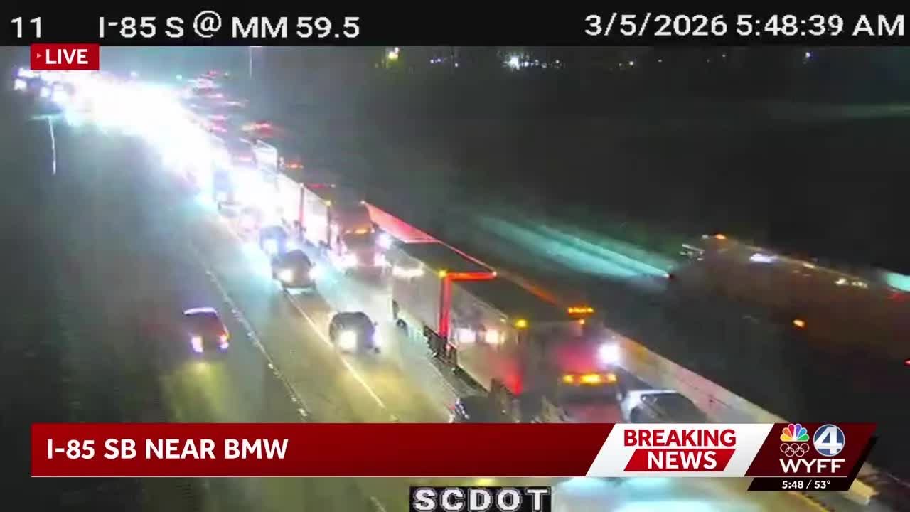 Tractor trailer crash causes major delays on I-85 SB near BMW