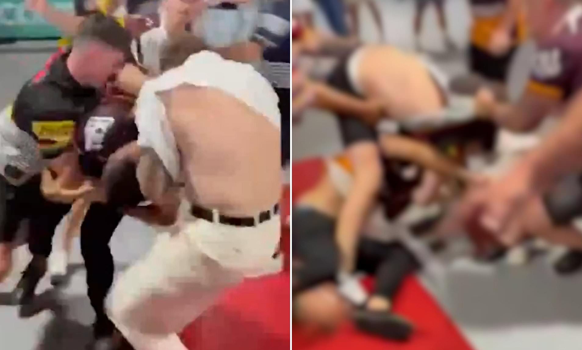 Wild brawl after Penrith Panthers and Brisbane Broncos match at Suncorp ...