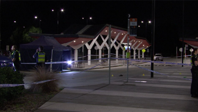The station was taped off by police following the security guard's death.