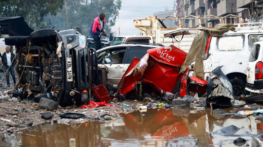 The aftermath of flooding in the Grogan area of Nairobi. Pic: Reuters