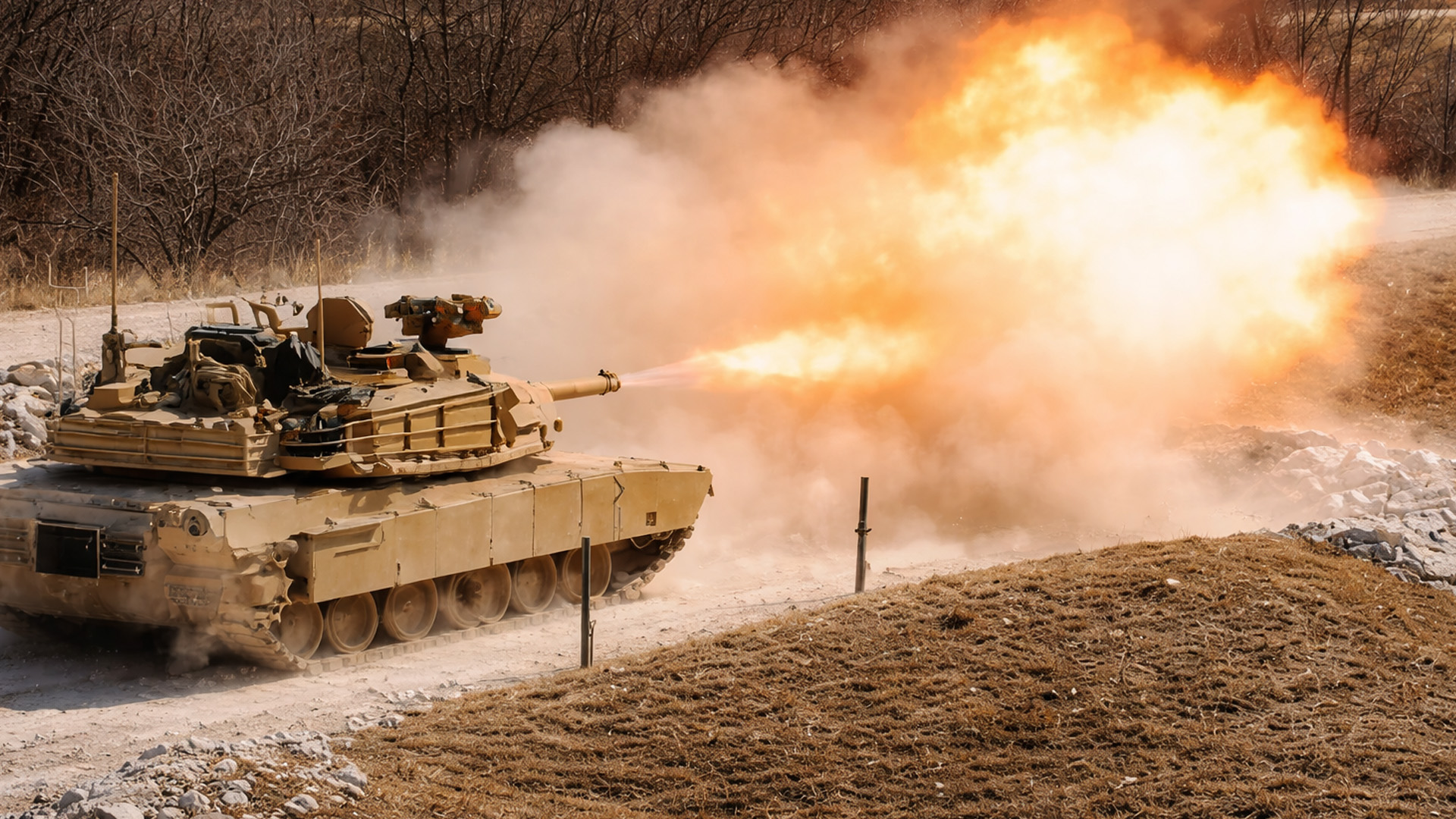 US soldiers train for combat with M1 Abrams tanks