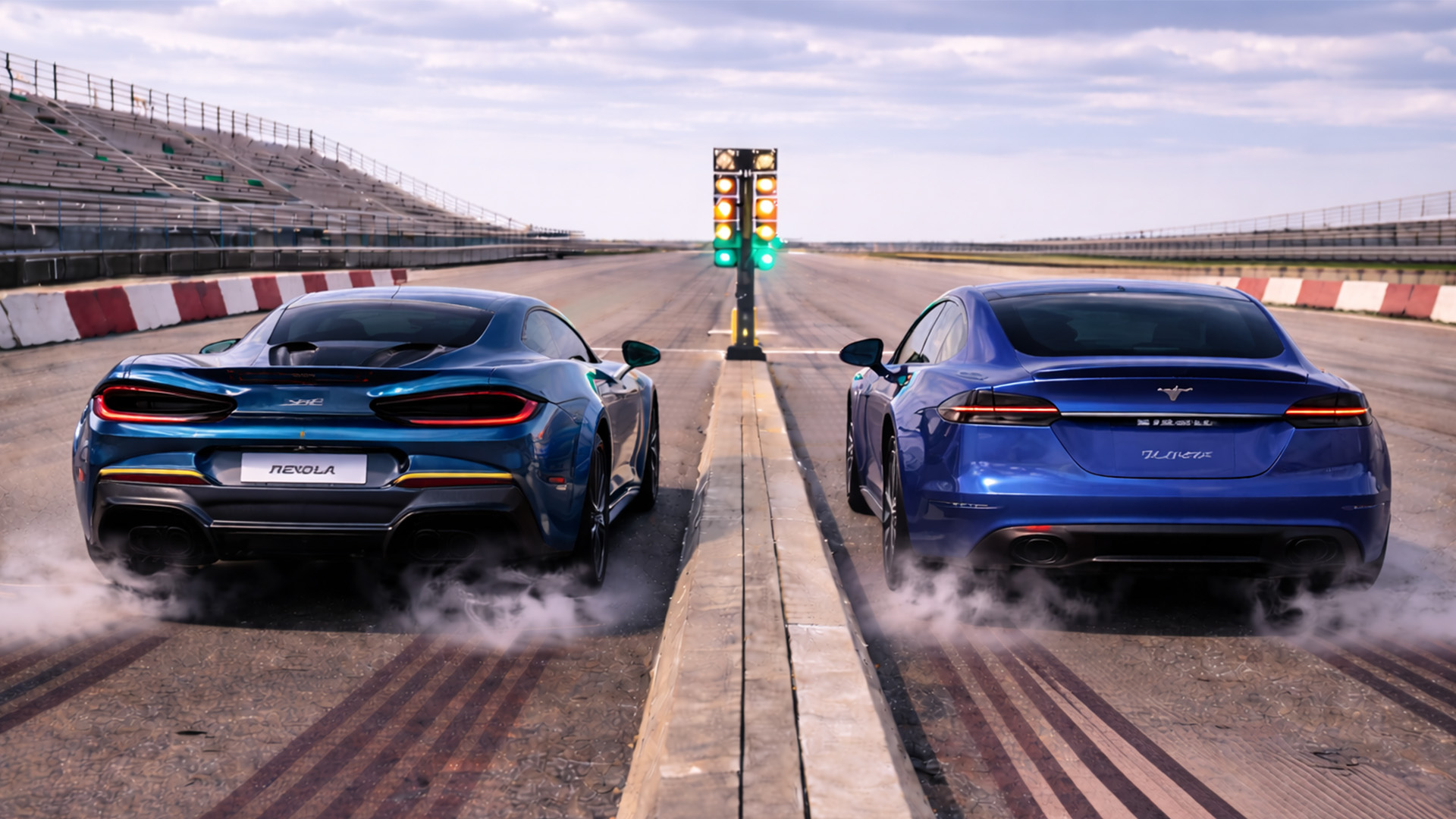 1,914 HP Rimac Nevera vs 1,020 HP Tesla Model S Plaid drag race