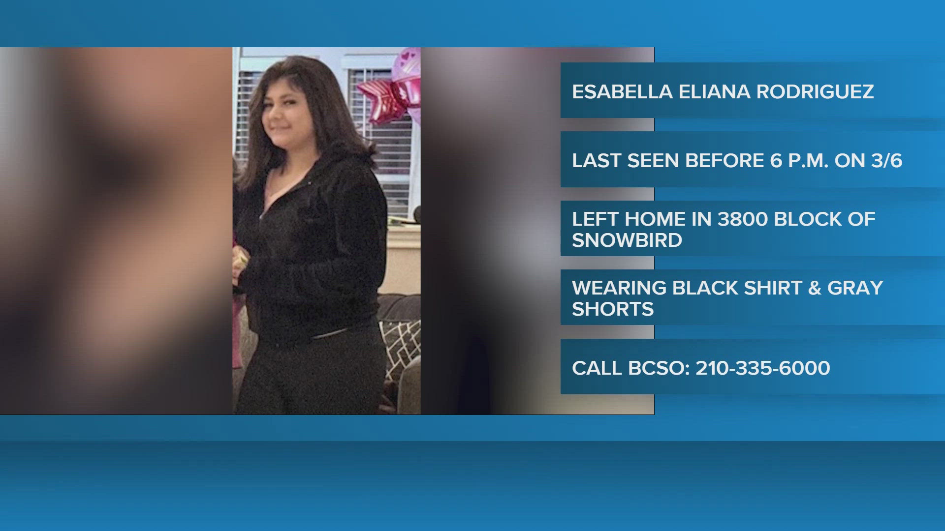 Bexar County Sheriff's Office searching for missing 13-year-old girl ...