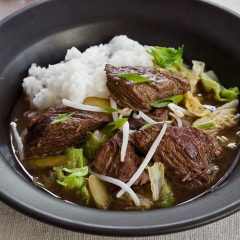 Slow Cooker Korean Beef Stew with Napa Cabbage and Pickles