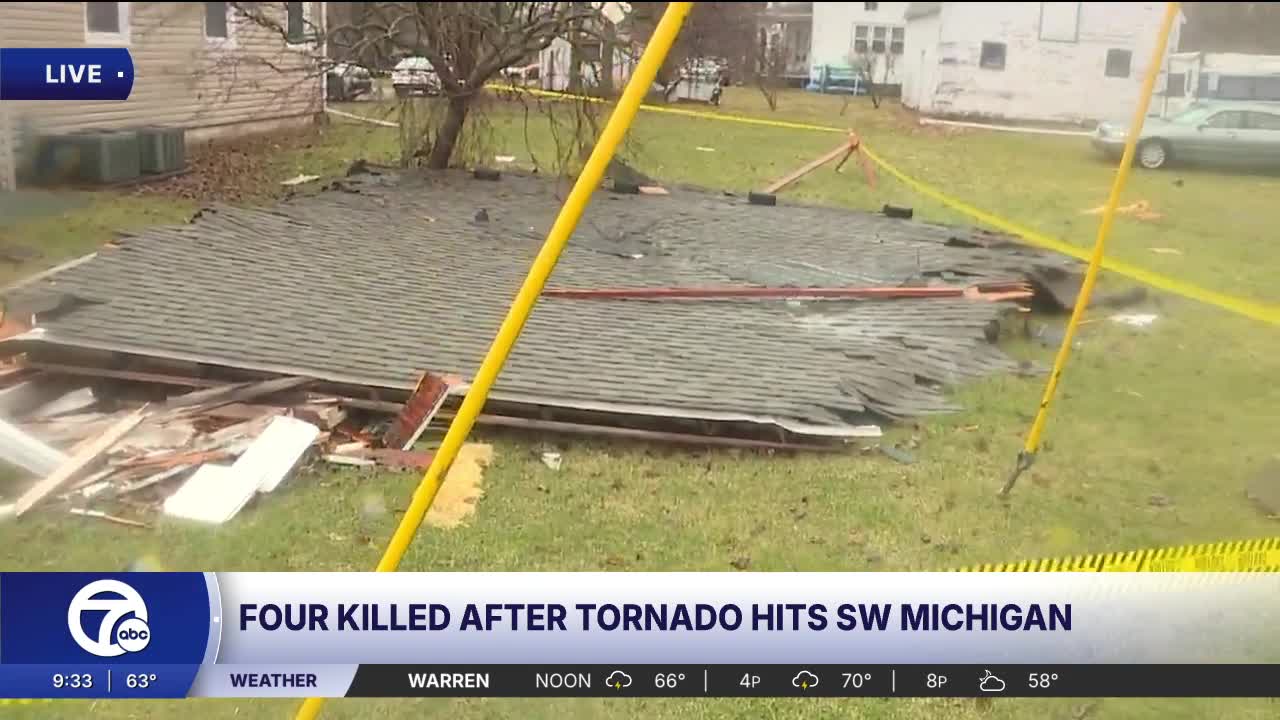 A look at some of the damage in southwest Michigan after deadly storms