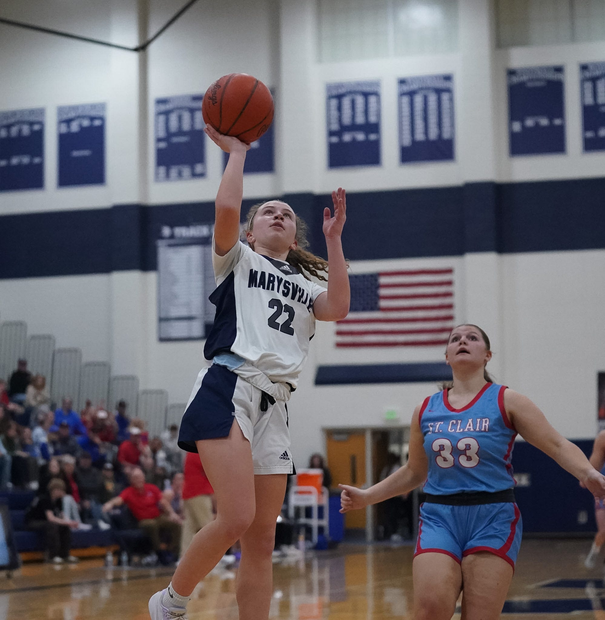 Marysville girls basketball grinds past St. Clair for district title