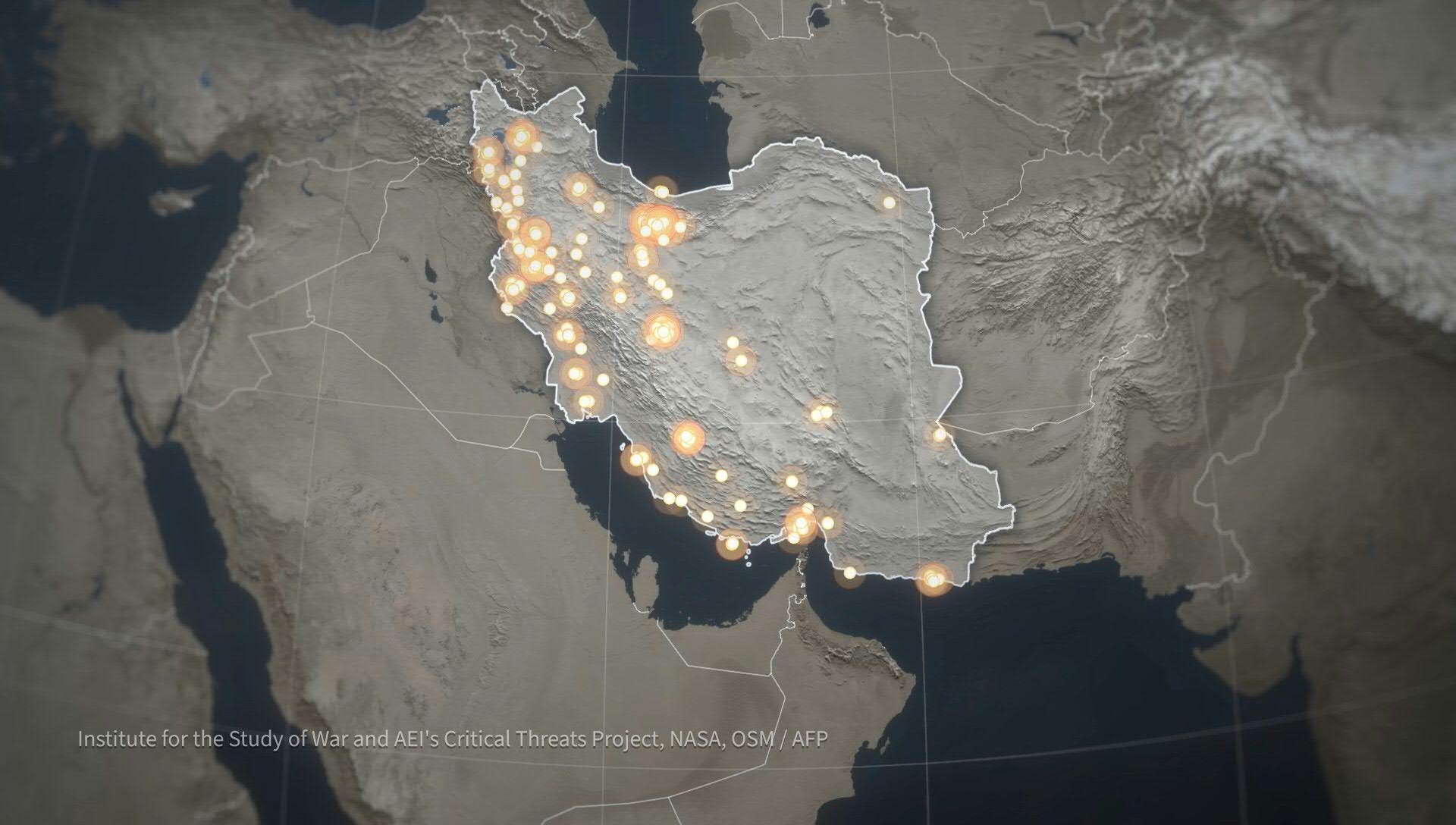 Animated map: US and Israeli bombardment of Iran