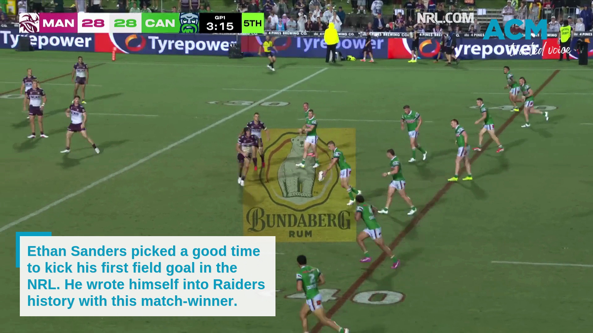 Ethan Sanders' field goal footage NRL.com