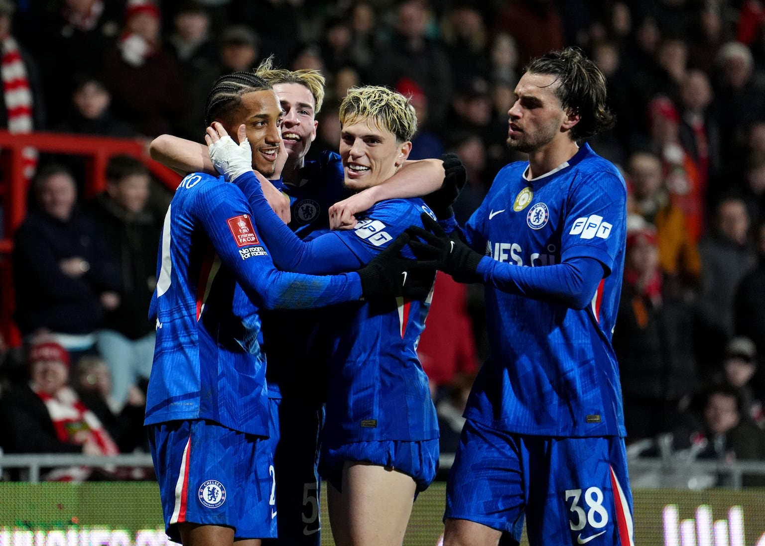 Joao Pedro (left) celebrates his clinching goal