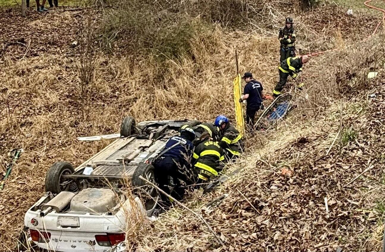 Driver flown to hospital after rollover