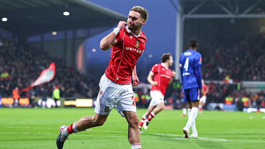 Sam Smith scored a wonderful opener for Wrexham. | Robbie Jay Barratt/AMA/Getty Images