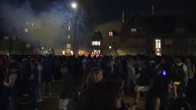 Duke fans celebrate with fire after win over rival North Carolina