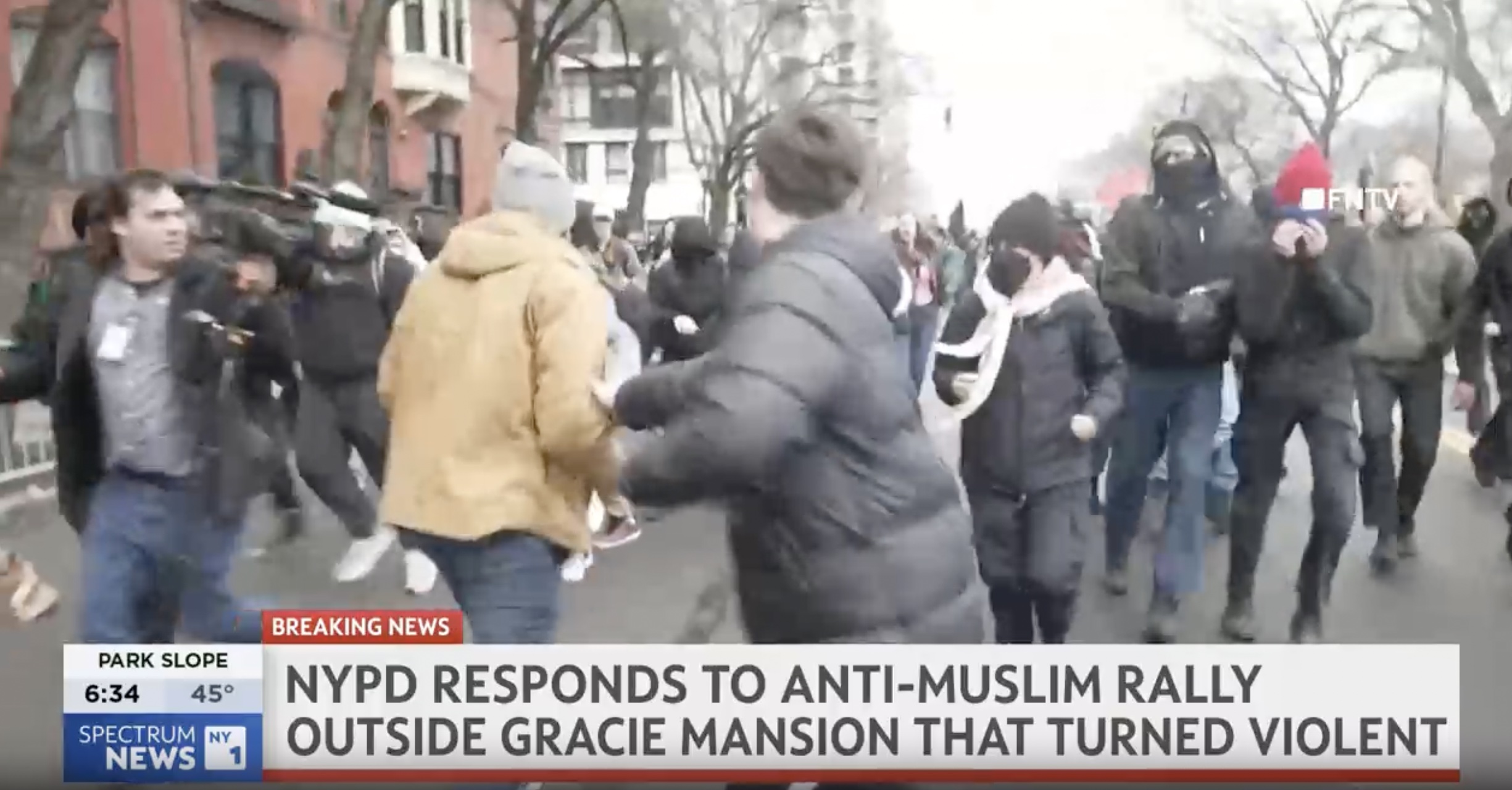 Chaos erupts as screw-filled ‘ignited devices’ hurled at anti-Muslim protesters in front of Mamdani’s mansion<br><br>