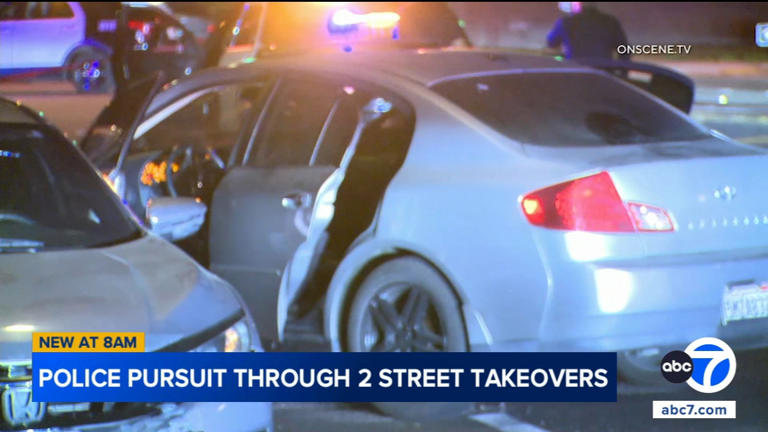 Street takeover leads to police chase that went from LA to Long Beach