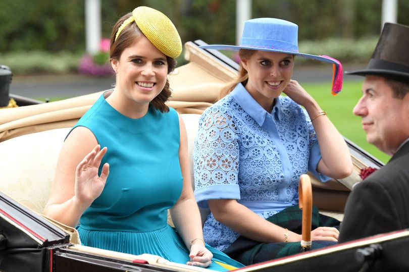 ASCOT, ENGLAND - JUNE 18: Princess Eugenie of York and Princess Beatrice of York attend day one of Royal Ascot at Ascot Racecourse on June 18, 2019 in Ascot, England. (Photo by Karwai Tang/WireImage)