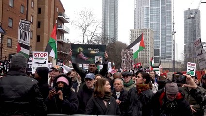 Watch: Protesters rally outside US embassy in London calling to end ...