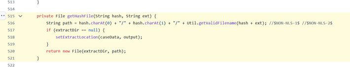 Sequência de comandos no código-fonte do programa IPED mostra como deve ser a criação de pastas para distribuição de arquivos; programa usa 'indexação baseada em hashs' Foto: Reprodução/GitHub