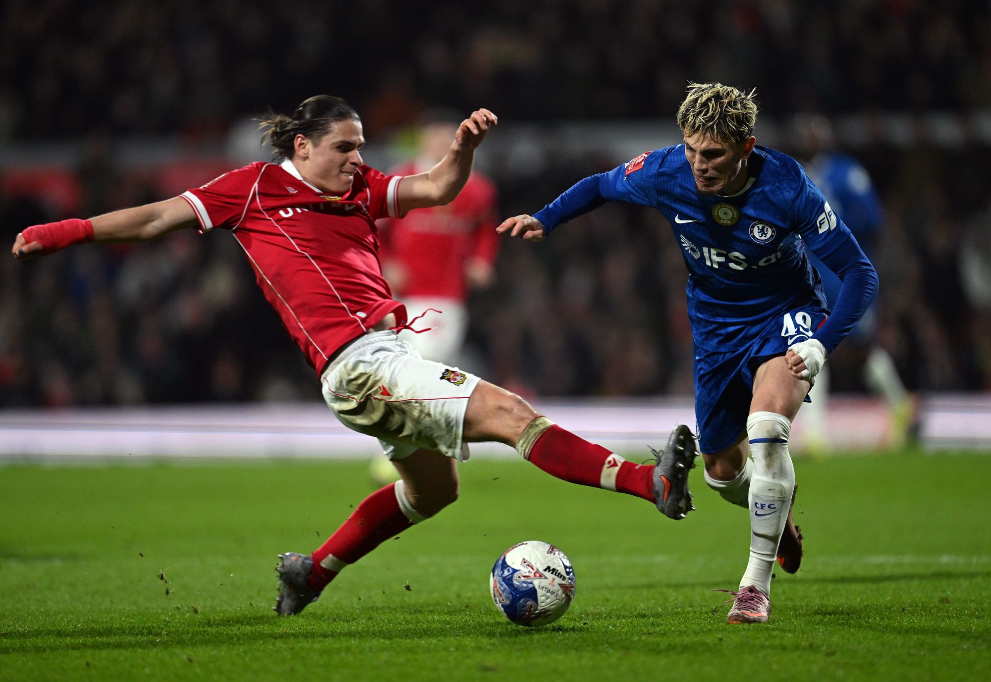 George Dobson was sent off for a nasty tackle on Alejandro Garnacho (Chelsea FC via Getty Images)