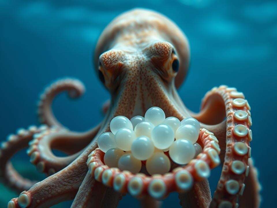 What happens when an octopus becomes a mother and why does she stop eating?
