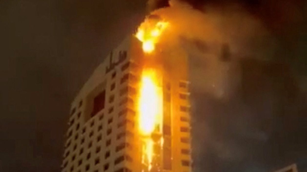 Enormous fire rips through Kuwait skyscraper after drone bombardment