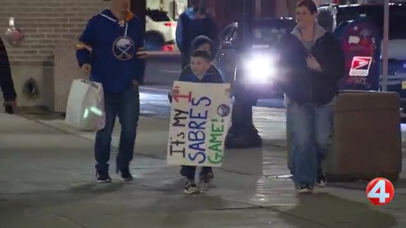 Fans celebrate Sabres win over Nashville Predators