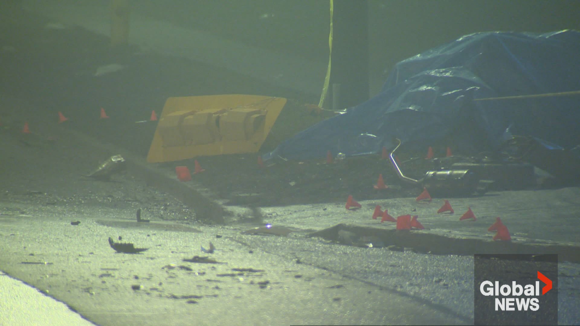 Pedestrian dies after traffic pole falls on them following two-vehicle ...