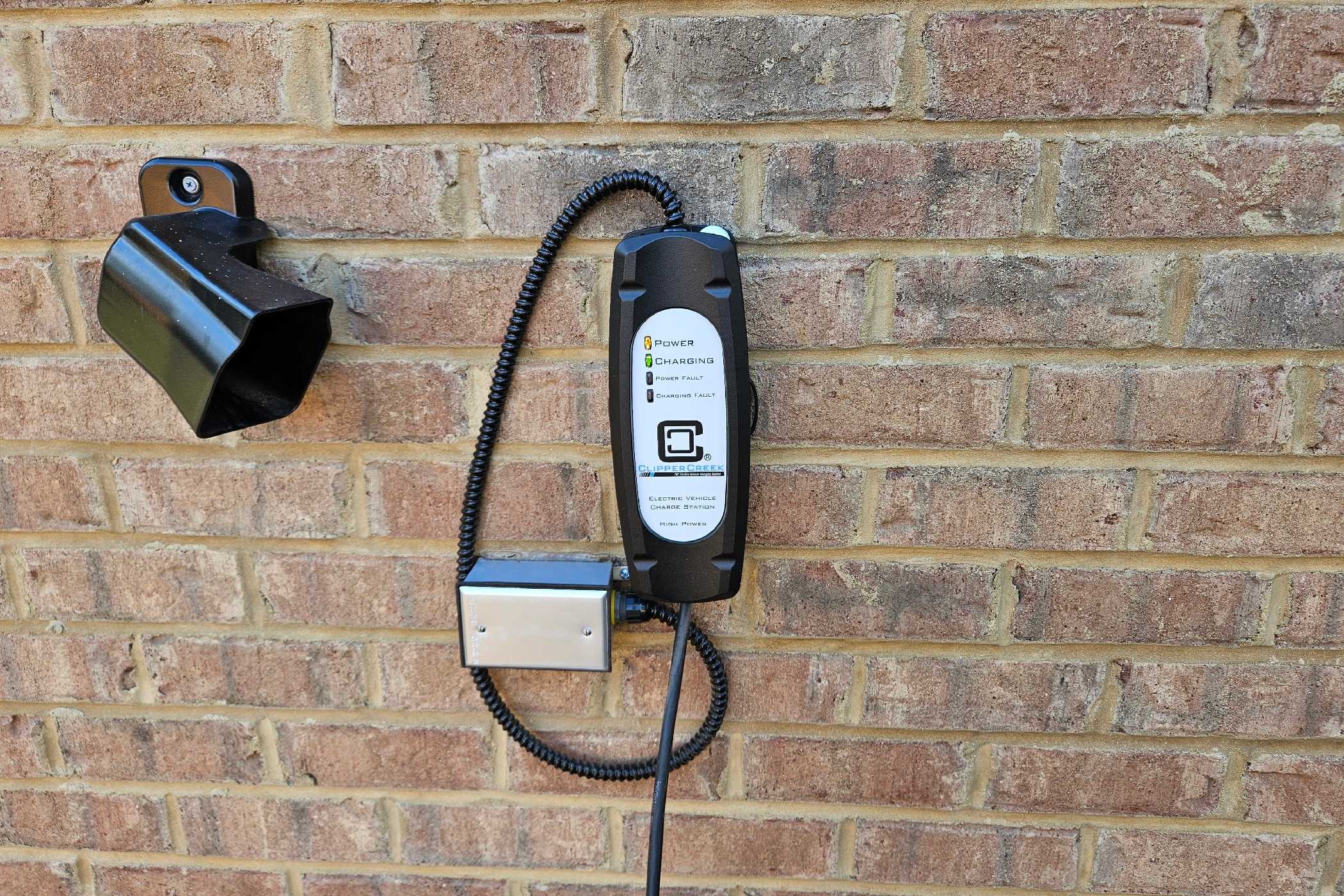 Clipper Creek EVSE for charging an EV at home.