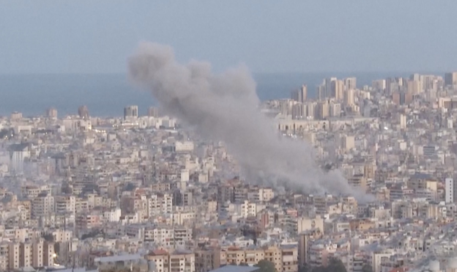 Smoke rises over Beirut after Israeli strike on Raouche building