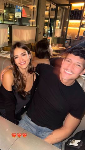 Jessica Alba stuns in a black lace slip dress during loved-up getaway with  Danny Ramirez in Mexico