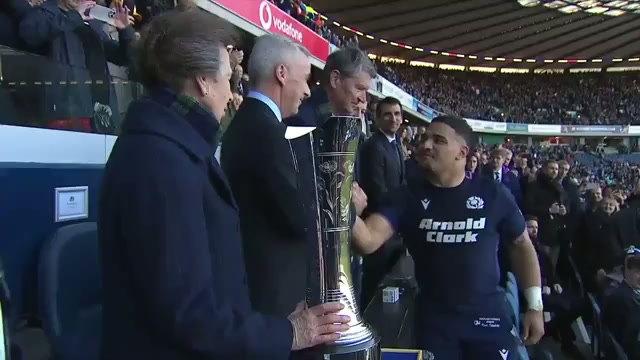 Princess Anne jokingly sidesteps hug from Scotland captain