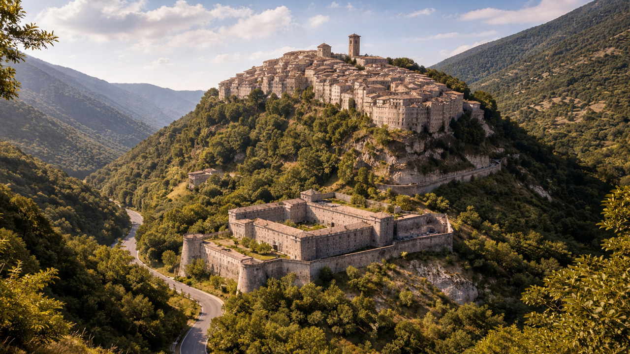 Italy’s hilltop town above a mountain valley