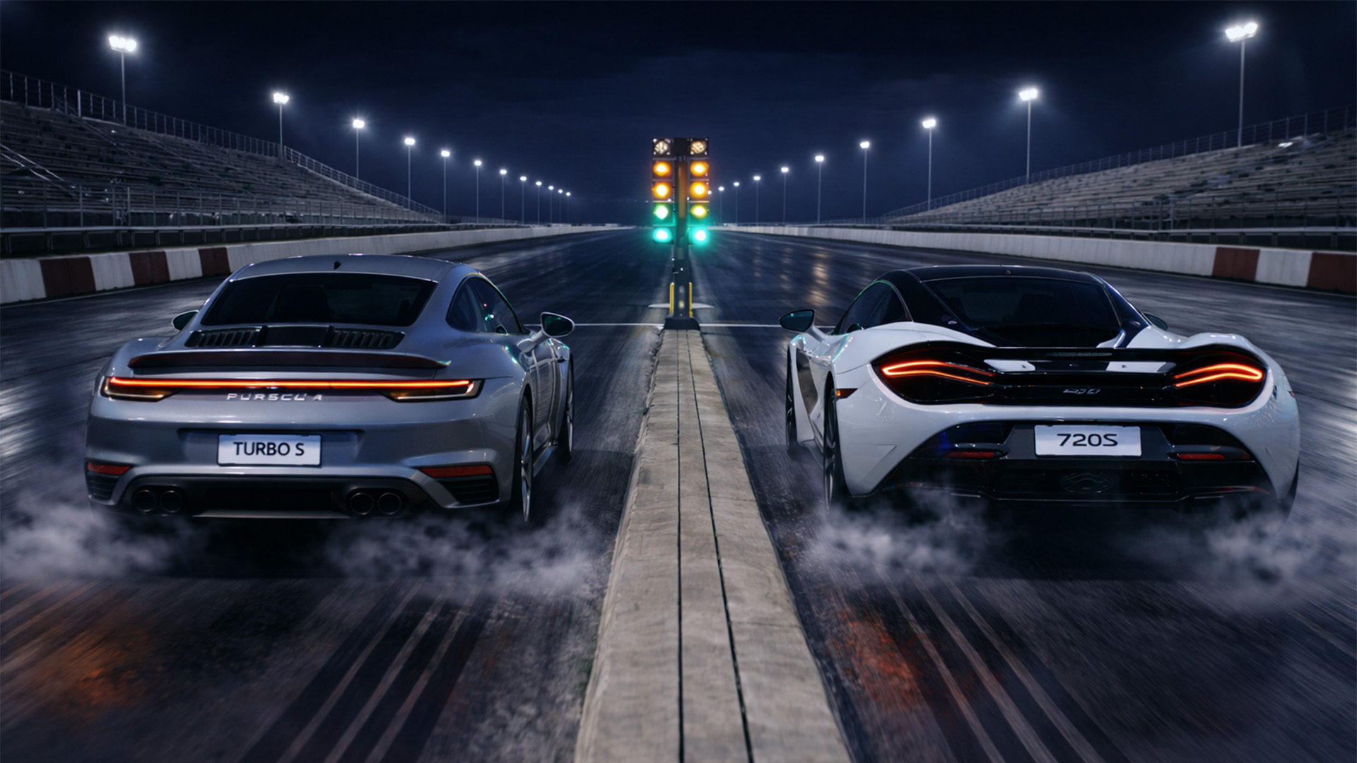 900 HP McLaren 720S vs Porsche Turbo S drag race