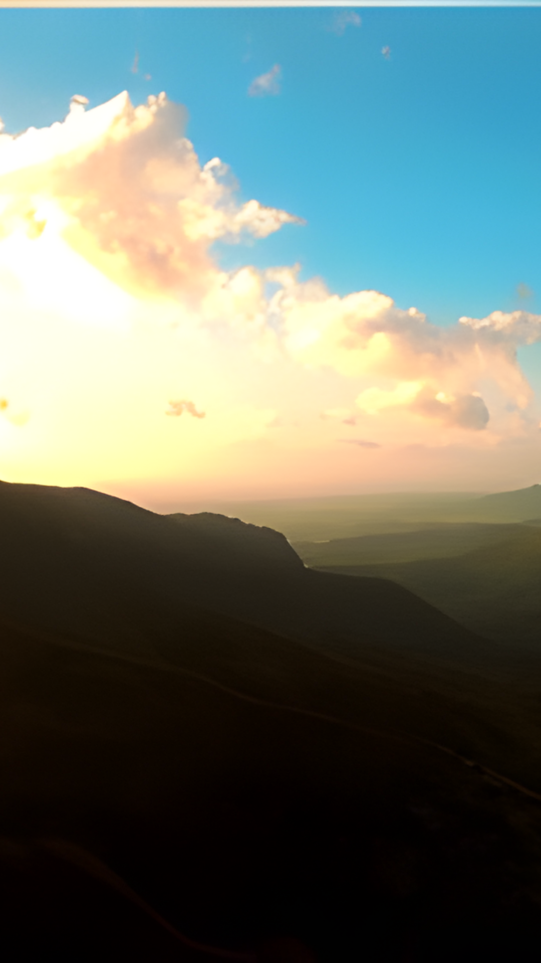 Sunset magic mountains and valleys in stunning light