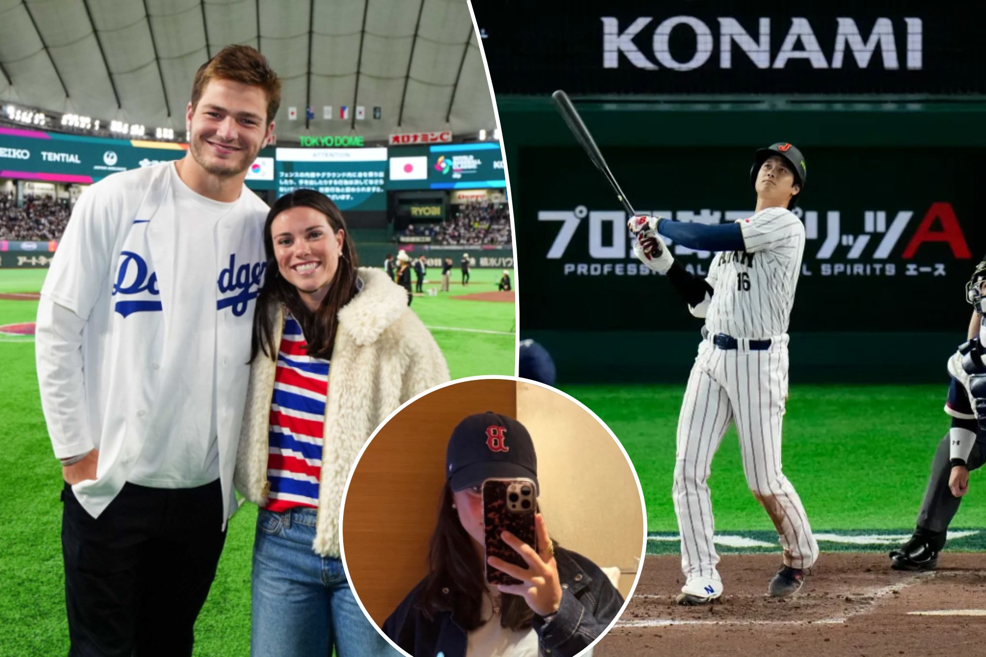 Drake Maye sports Dodgers jersey at WBC in Tokyo with wife Ann Michael