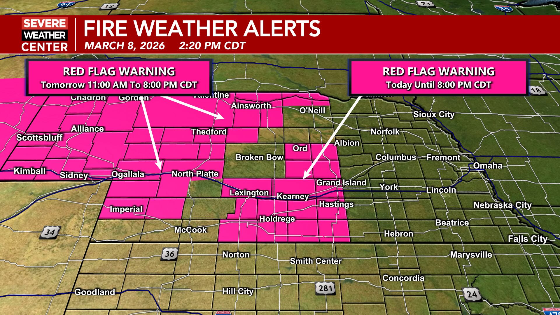 Elevated fire risk today and tomorrow as we stay warm and breezy ...