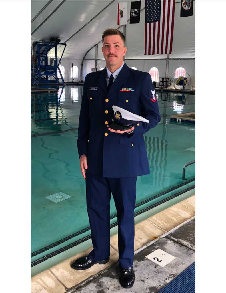 A wedding proposal and a promotion honored a Coast Guardsman